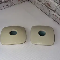 Vintage Pottery Holders for fake plants or candles 4” Long Both Sides  1” Tall