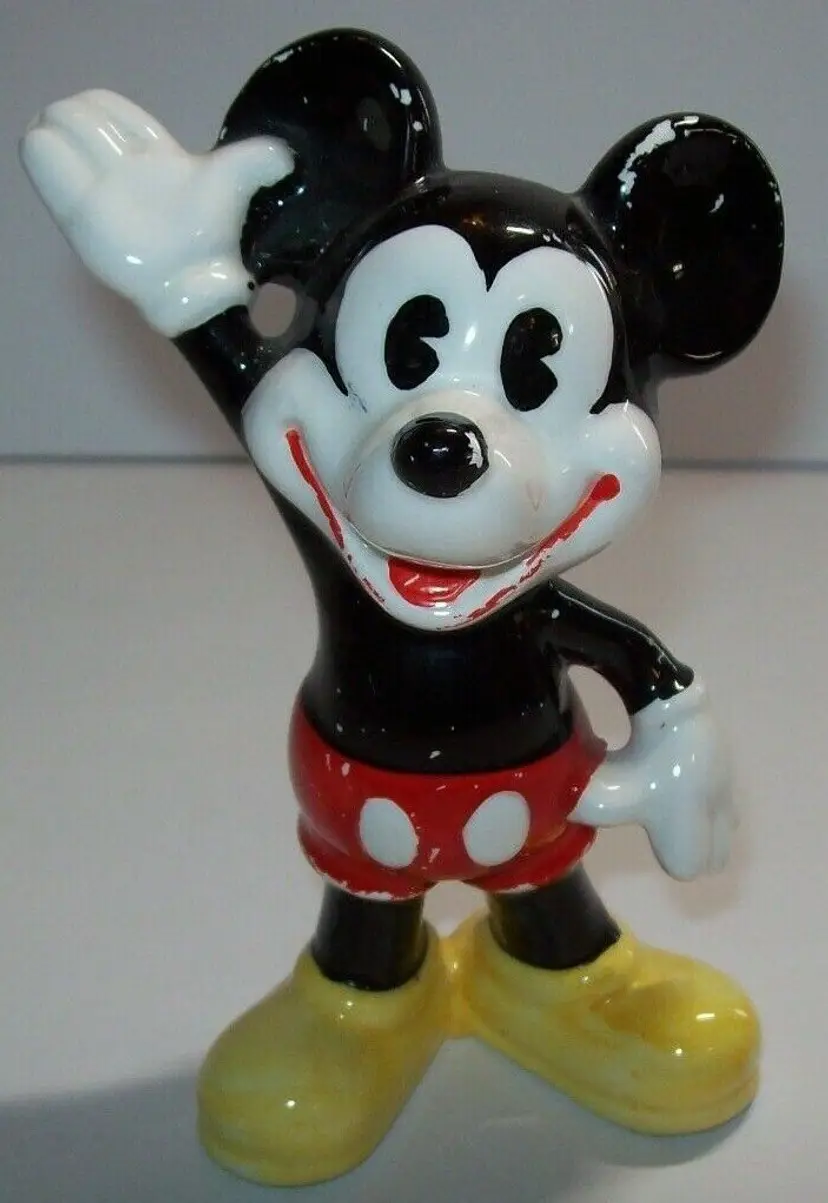 Vintage Mickey Mouse Waves Ceramic Figurine 5" Made In Japan Gift For Mom Or Dad