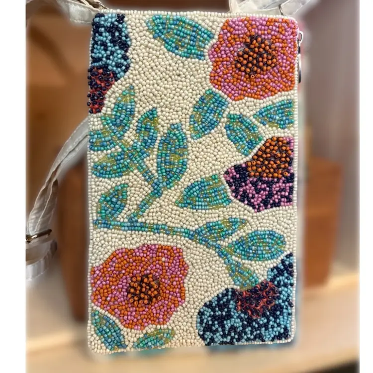 Bamboo Trading Company Beaded Small Purse Wristlet Or Crossbody