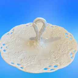 White Tidbit Serving Tray With Grape Motif