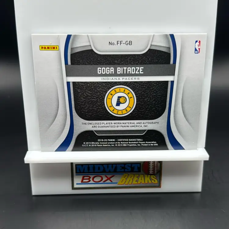 Goga Bitadze Auto Relic 2019-20 Panini Certified Indiana Pacers MBBCRD