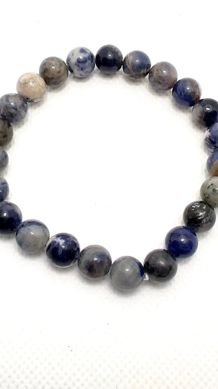 Sodalite Stone Blue & Green 8mm Beads.  7” Stretch Bracelet Jewelry