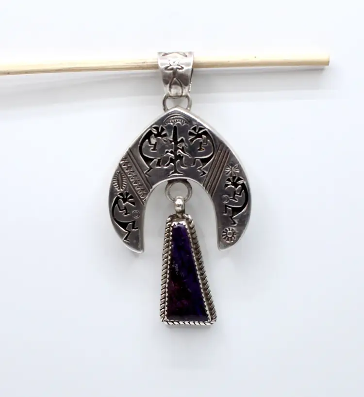 Southwestern sterling silver Sugilite Kokopelli pendant 16.55g