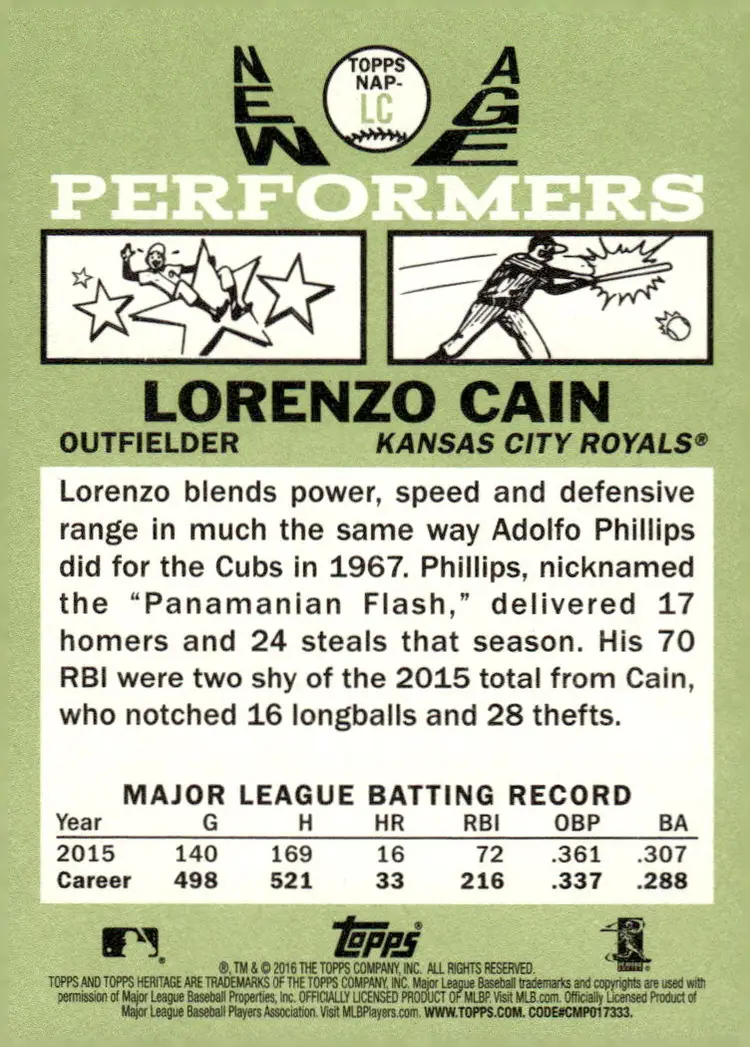 2016 Topps Heritage #NAP-LC Lorenzo Cain New Age Performers