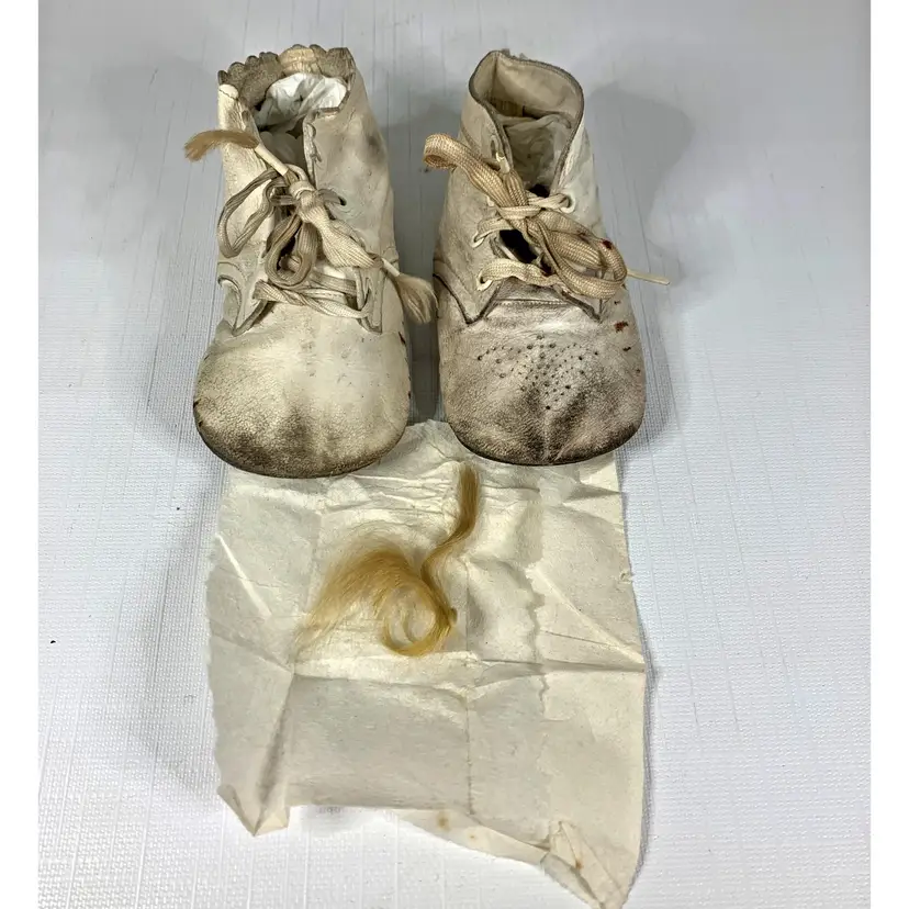 Mrs Days Leather Baby Shoes White Cottagecore Shabby Decor Ideal Last Vintage