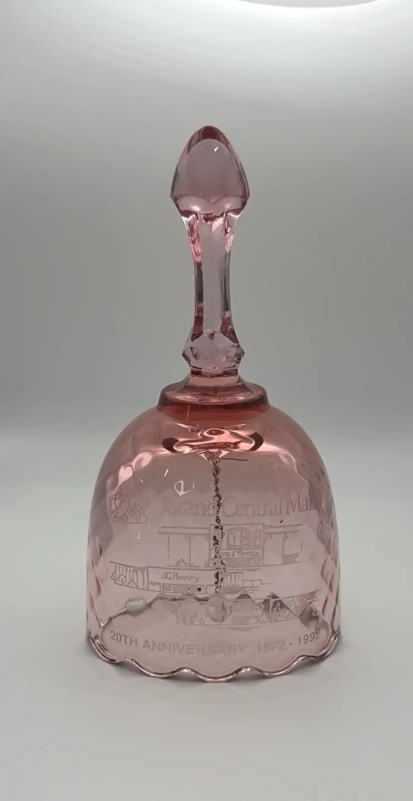 Fenton Glass bell commemorating the 20th Anniversary of the Grand Central Mall