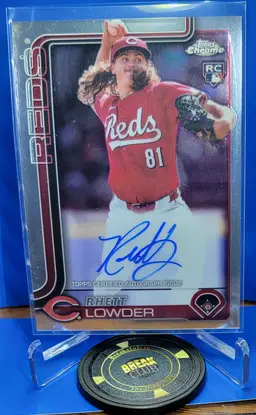 Rhett Lowder 2025 Topps Chrome On-Card Autograph RC #RA-RL Cincinnati Reds