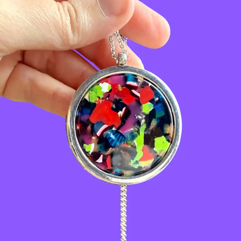 PAPARAZZI Silver Tone Statement Necklace, Multicolor Tortoise Shell Pendant