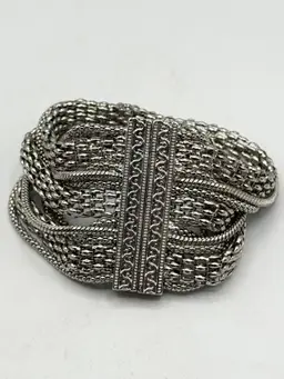 Silver tone multi strand chain bracelet