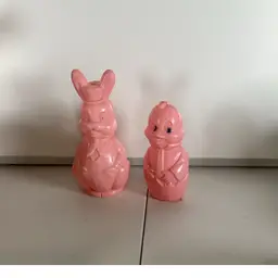 Two Vintage Plastic Blow Mold Easter Figures