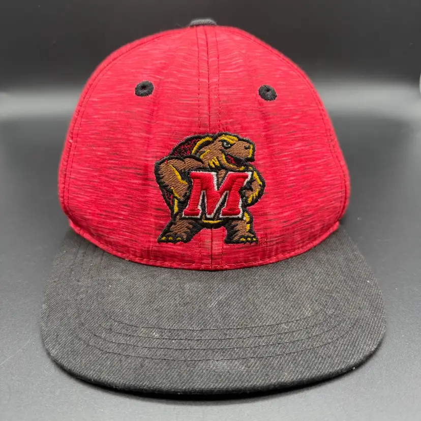 YOUTH Maryland Terrapins Hat Cap Flat Bill Red Black Turtle Sports Snapback