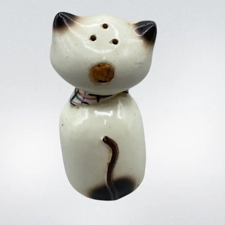 Retro Cat Kitten Shaker Pink Plaid Kitschy Vintage CottageCore Granny Sweet