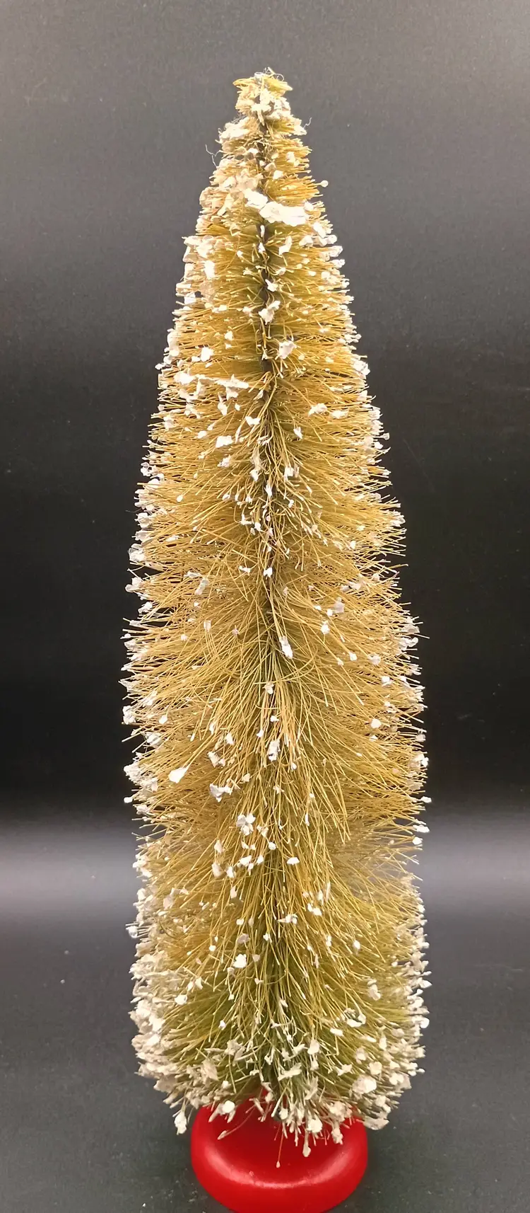 Vintage Christmas/Winter Bottle Brush Tree Mica Glitter LIght Green Red Base