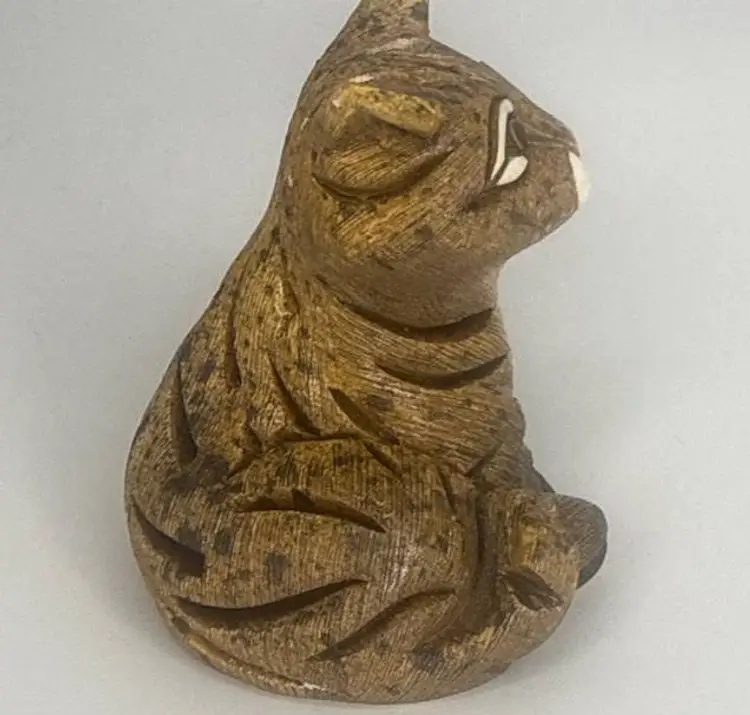 Artesania Rinconada Sad Sitting Ginger Tabby Enameled Cat Signed 153 Uruguay