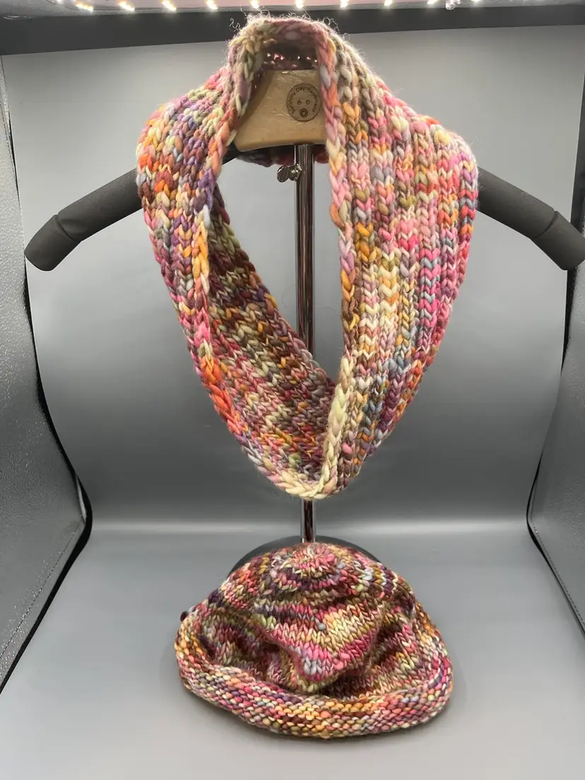 Made By Me Hand Knit Cowl Scarf And Hat