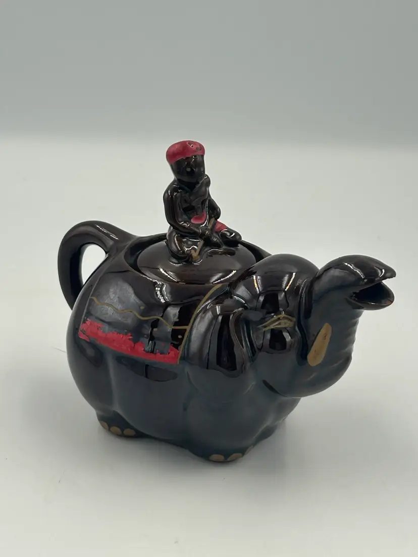 Vintage Miniature Teapot Elephant With Rider “ Elephant, Boy” Japan