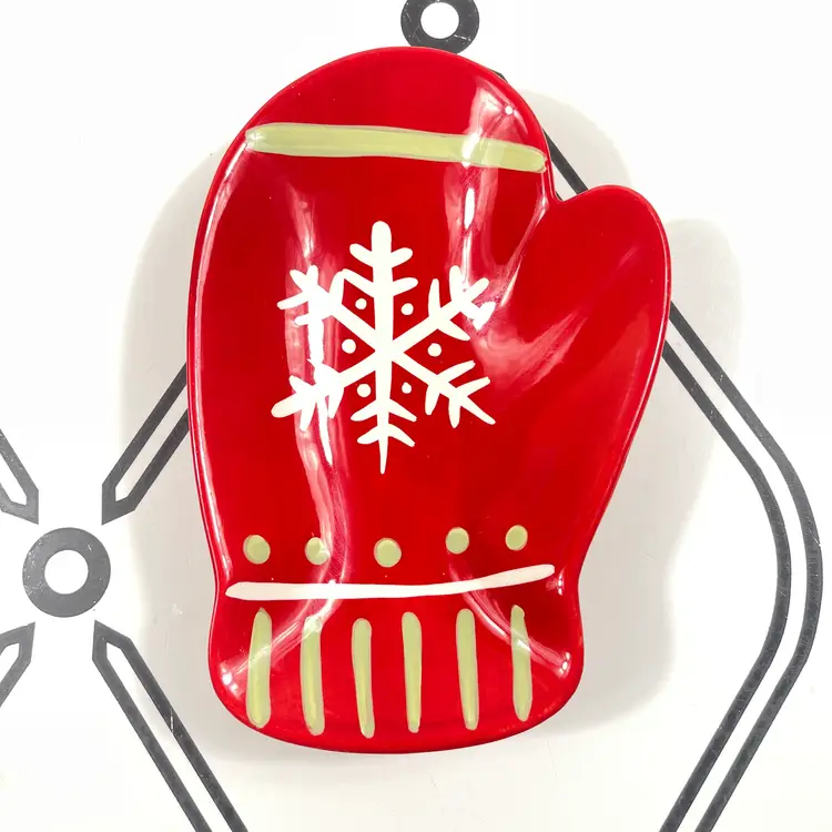 Hallmark Ceramic Mitten Candy/Nut Dish, Holiday Decor Tray