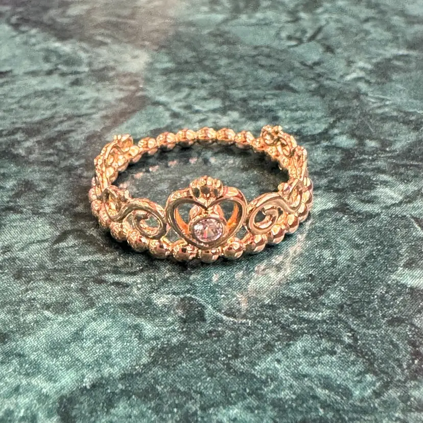 #01 - Size 9 Pandora 925 Gold Plated Heart Crown Ring