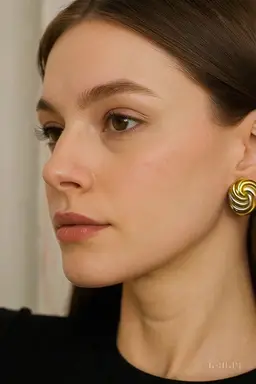 Vintage Gold Silver Swirl Clip-On Earrings Chunky Retro 80s Glam