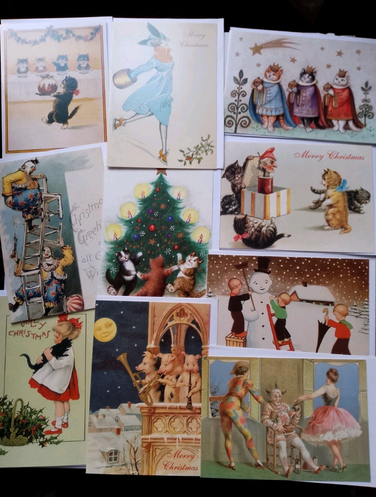 10 x Vintage Design Christmas Cards Random Pack #12
