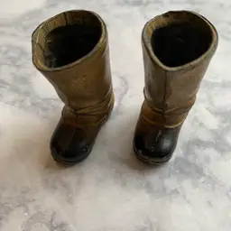 Vintage Pair P.I. Craft Miniature Cast Metal Iron Boots