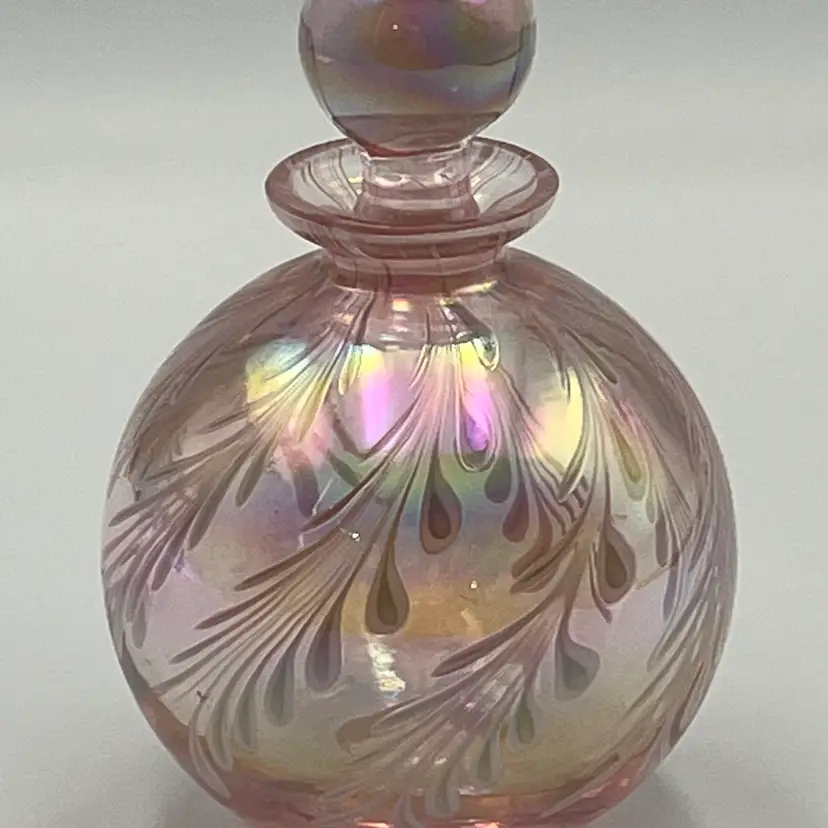 Pink Iridescent Feathered Perfume Bottle