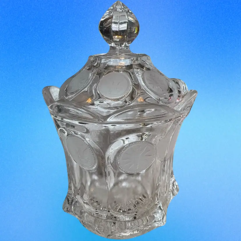 Fostoria Crystal Coin Pattern Covered Candy Jar