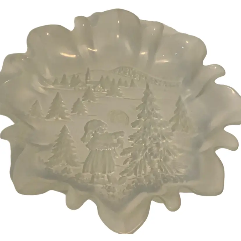 #5 Walther Glass Christmas Decorative Plate Clear And Satin Glass 8.5” Diameter
