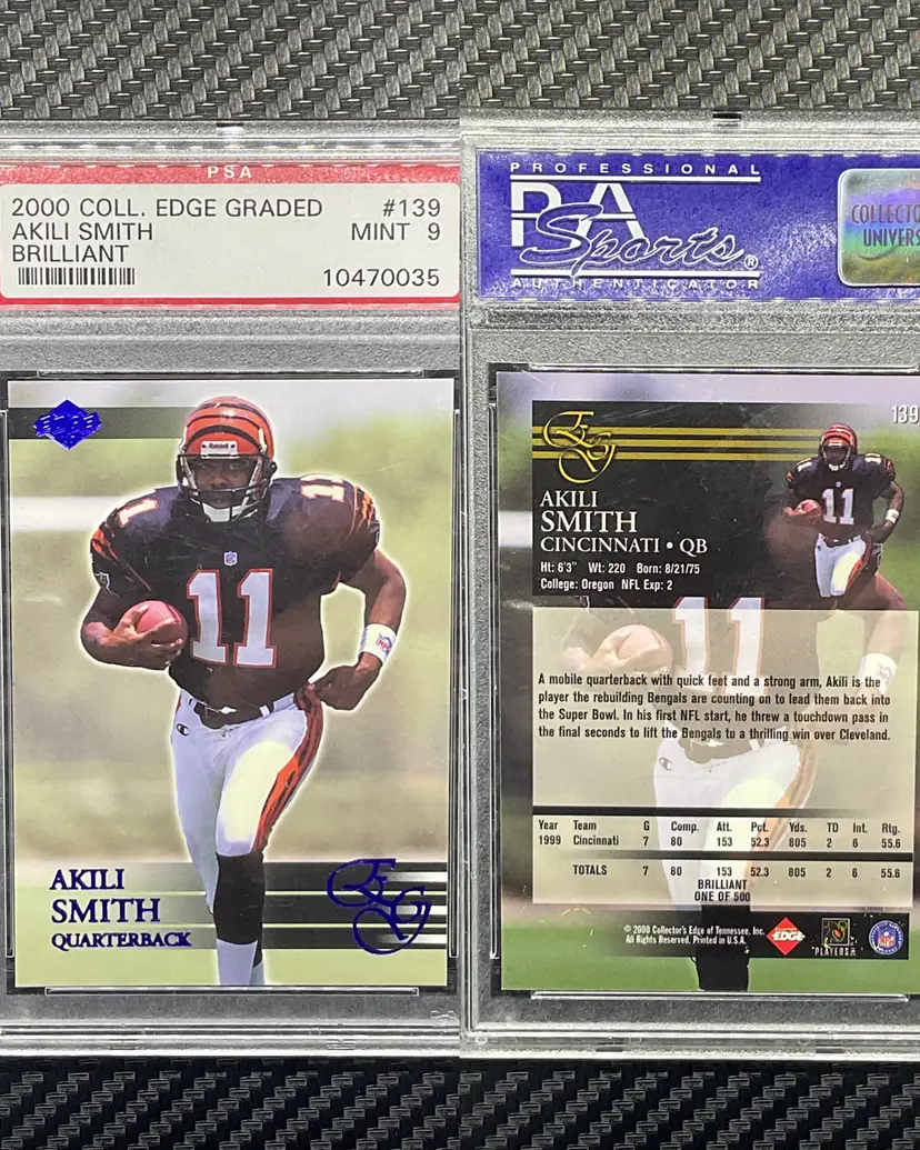 2000 Collectors Edge Brilliant Akili Smith Uncirculated /500 Bengals PSA 9