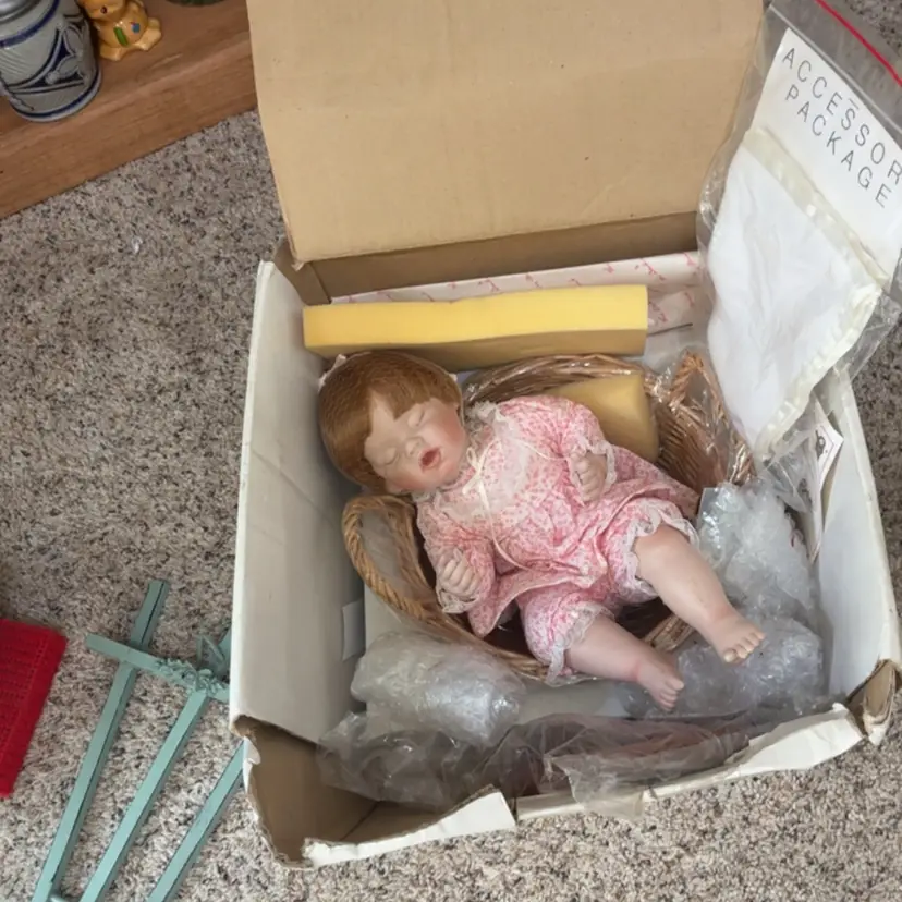 Danbury Mint Porcelain Baby Doll With Accessories In Original Box