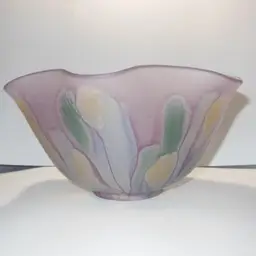 Vintage RUEVEN GLASS Salad / Fruit / Centerpiece Bowl by Nouveau Art Glass Co. 1970 MCM