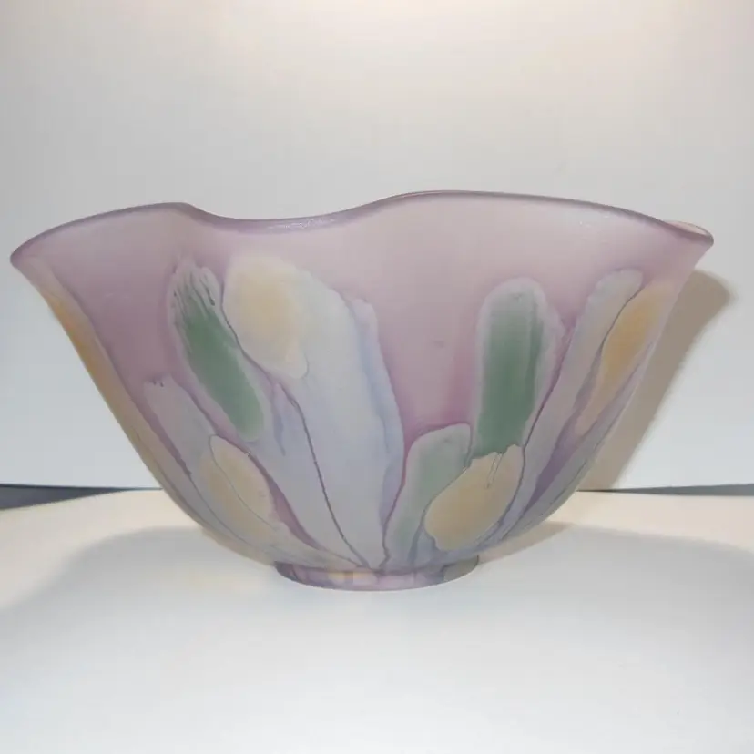 Vintage RUEVEN GLASS Salad / Fruit / Centerpiece Bowl by Nouveau Art Glass Co. 1970 MCM