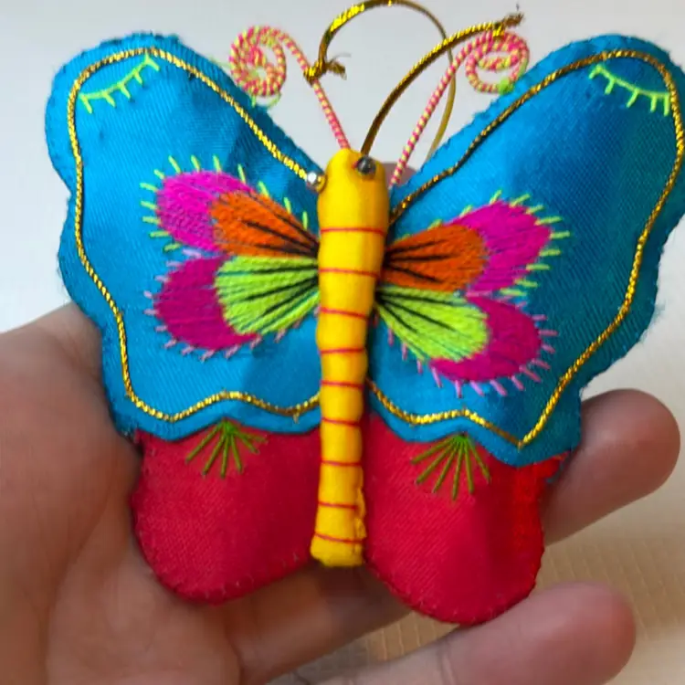 3D Butterfly With Light Blue And Wings Pattern Colorful