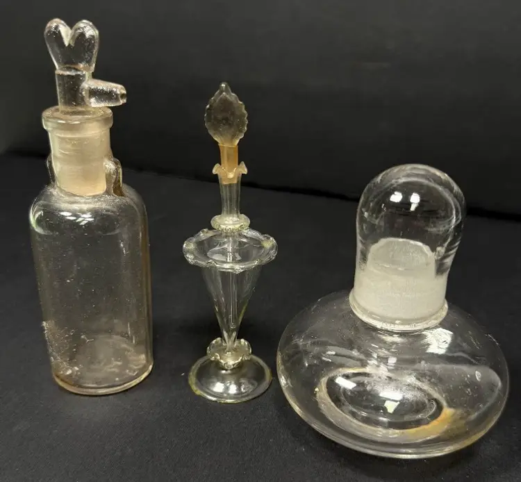 Set of 3 Antique Clear Perfume Bottles*