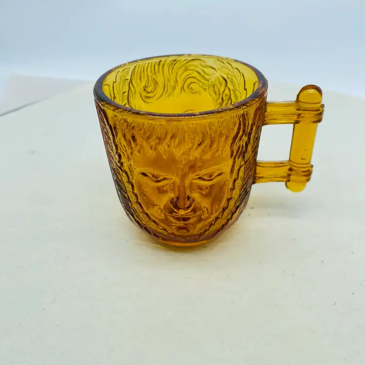 #0436 Antique Nursery Cups With Cherubic Child Face Each Side 2.5 X 3.5 Inch