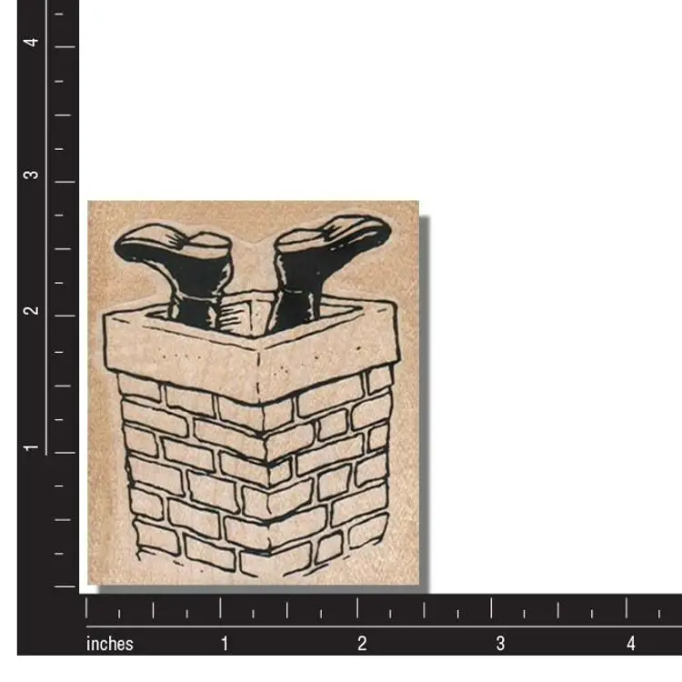Santa Stuck In Chimney Christmas Holiday Rubber Stamp
