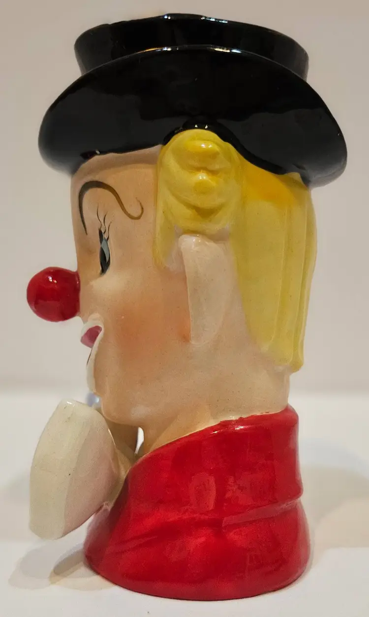 Vintage NAPCOware Clown Head Planter with Black Hat. Circa 1950’s.