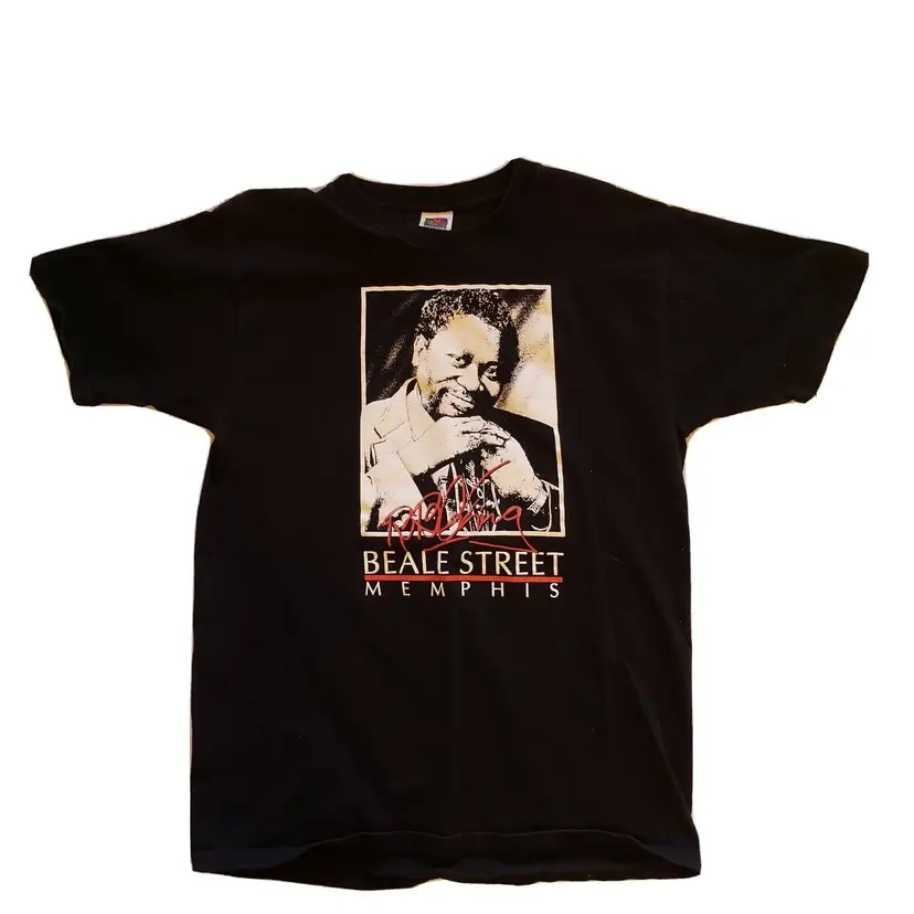 BB KING BEALE STREET MEMPHIS T-Shirt Size Large black 100% Cotton Red & White
