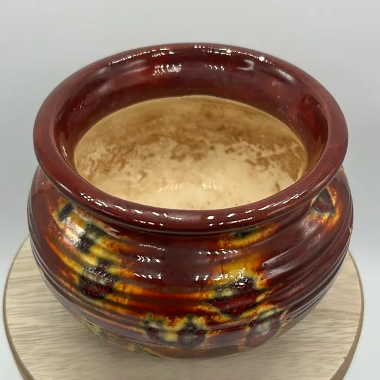 Ceramic Planter Fire Colors Drip Glaze | 4”