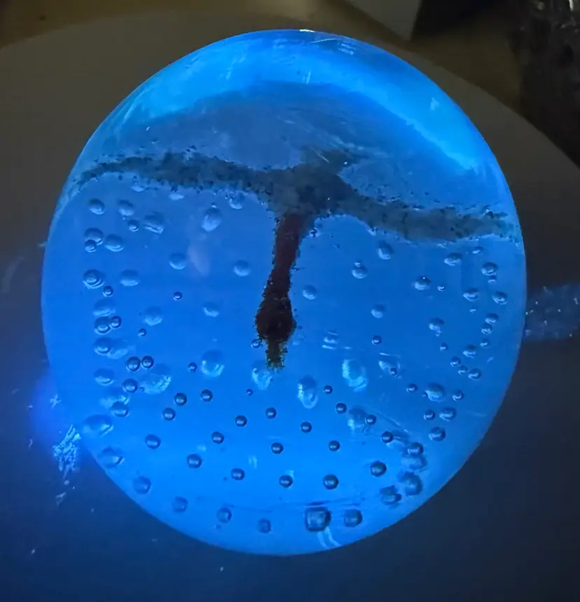 John Gentile Frit Crane Air Trap Bubbles Paperweight Glows