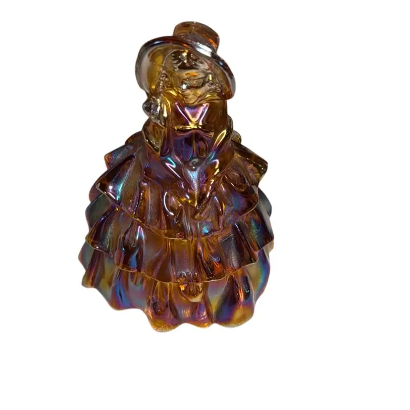 Wheaton Marigold Iridescent Carnival Glass “Southern Belle” Glass Figurine - 5.5” Tall Vintage