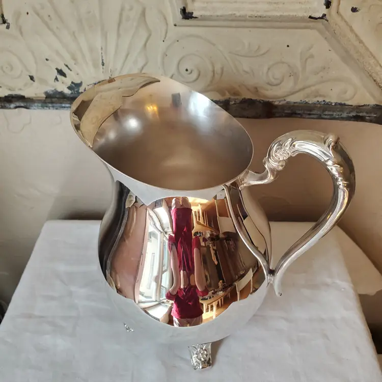 Footed Water Pitcher with Ice Guard Lip F. B. Rogers Silver Company