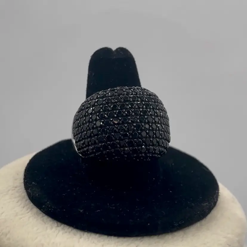 #J35 - 925 Silver (Tested & Marked) Black Stone Ring, SIZE 9.75, 15.8g