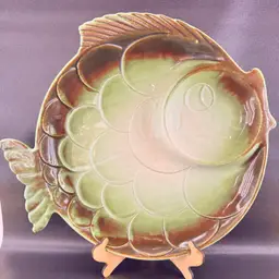 Vintage MCM Royal Haeger 856H Fish Chip and Dip Serving Platter 15” X 14”