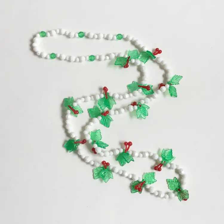 Vintage Plastic Fruit Salad Cherries Plastic Beaded Carmen Miranda Necklace