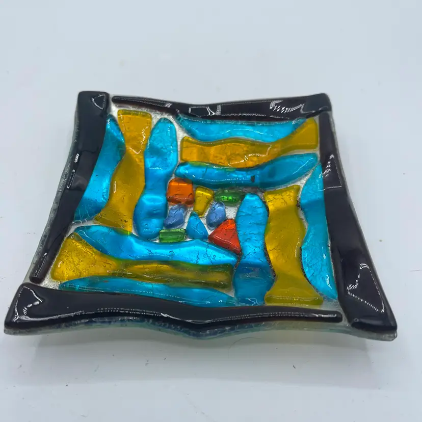 fused Glass Trinket Tray 4.5”
