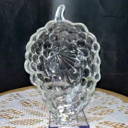 Vintage Anchor Hocking Clear Glass Grape Cluster Small Candy Dish Grape