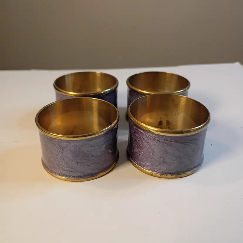 Enamel on brass napkin rings