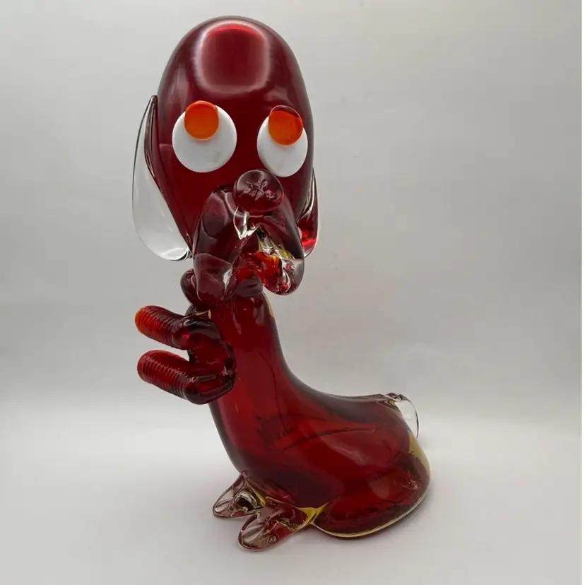 Kitschy Vintage Murano Italy Large Glass Dog ~ As Found