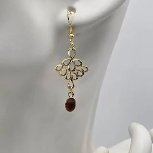 Gold Filigree Drop Earrings with Real Maine Sea Glass